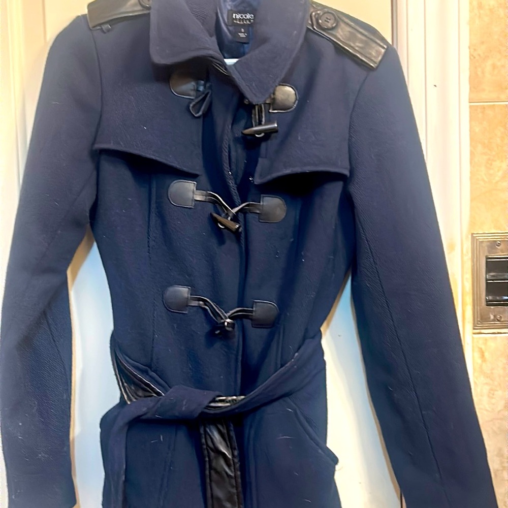 Women’s size small navy Nicole Miller pea coat. Fully lined.